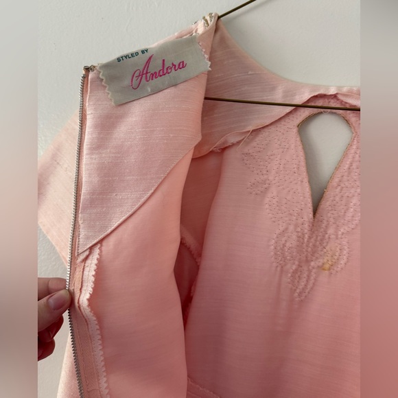 Vintage 1960s Plus Size Beaded Dress & Coat Set Raw Silk Pink Jackie O Size 16W - Picture 8 of 16